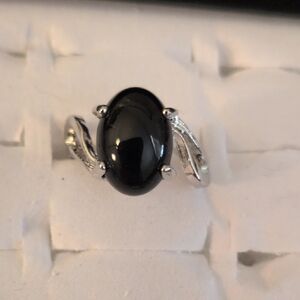 Kohl's Black Stone Silver Women's Ring